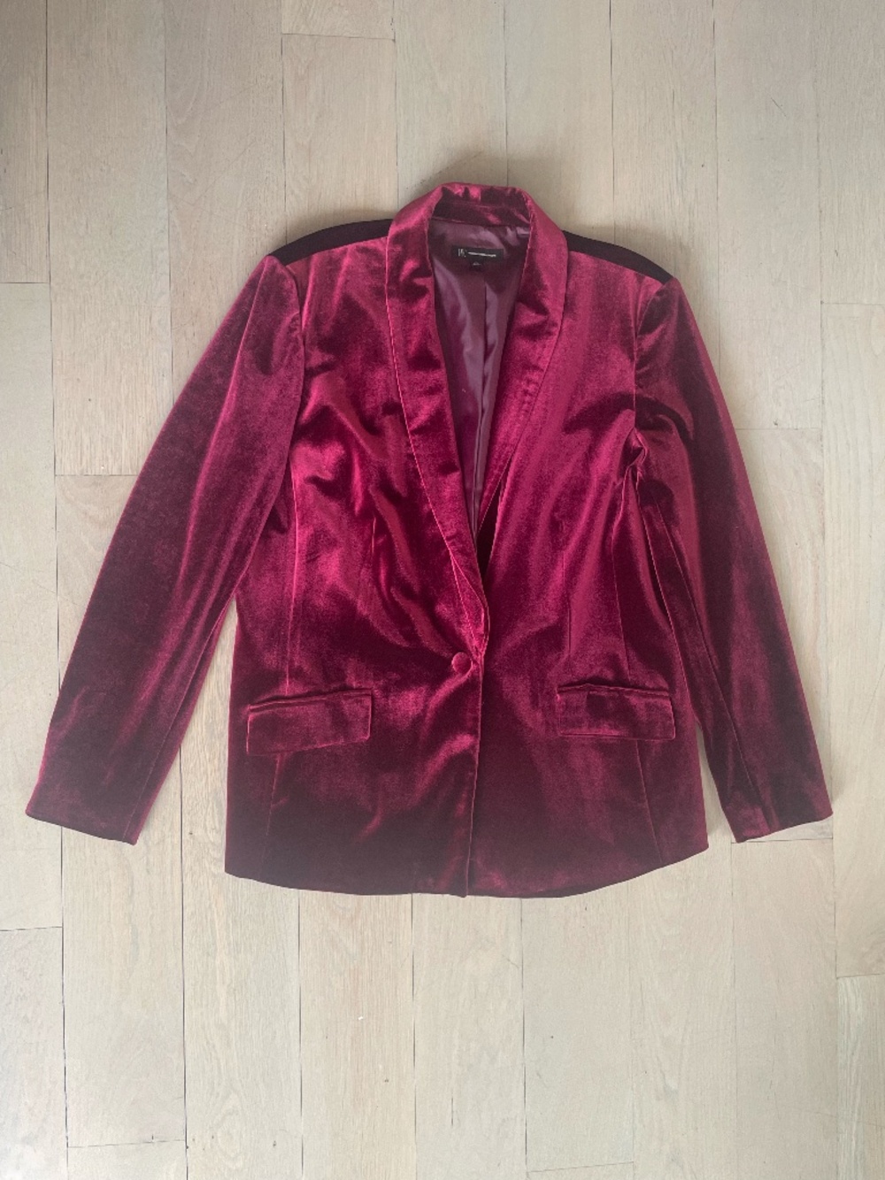 INC International Concepts Deep Red/Burgundy Holiday Velvet Blazer Jacket- Sz XL
